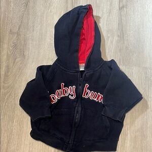 Black Baby Bunting Hoodie with Red Lining